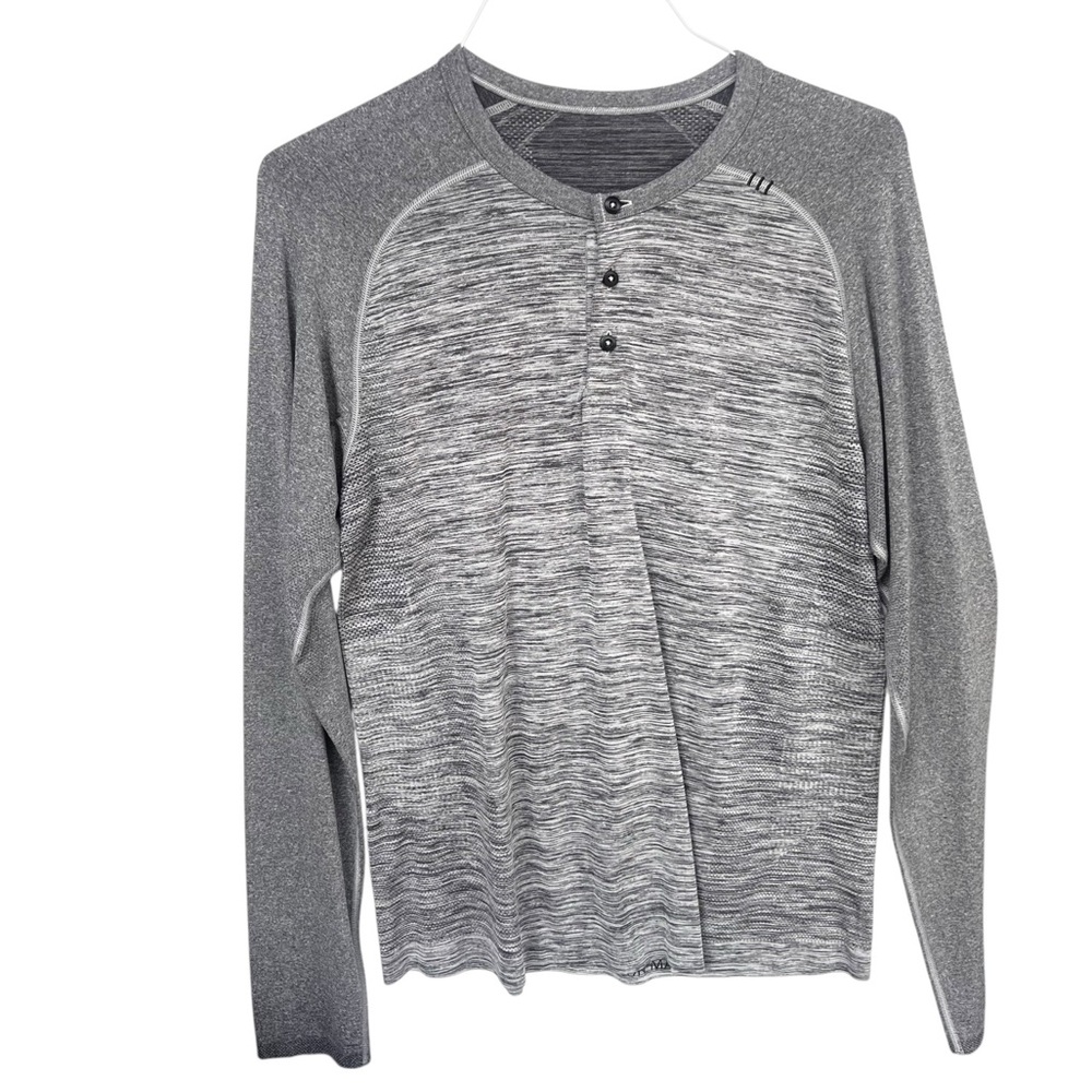 Lululemon Metal vent gray two tone Henley long sleeve shirt Medium m